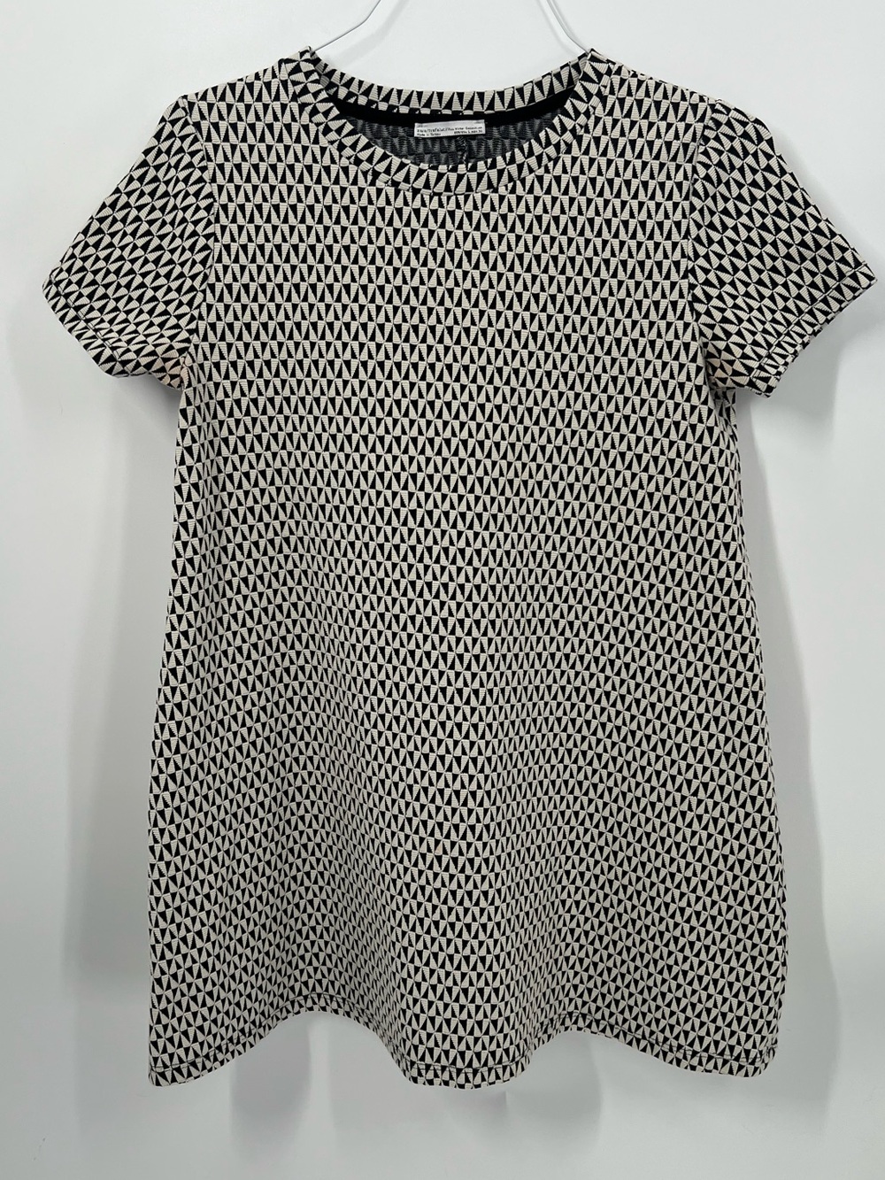 Zara Trafaluc Black & White Geometric‎ Textured Mini Dress Size Large